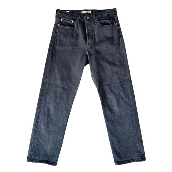 Levi’s Wedgie Straight Ankle black cropped Jeans size 27 - Picture 1 of 9